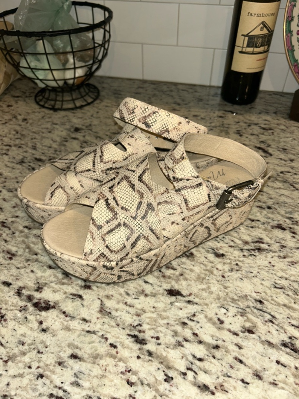 Matisse Women’s Platform Sandals in Neutral Snake Print